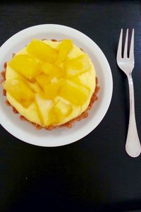 Close-up of dessert in plate on table