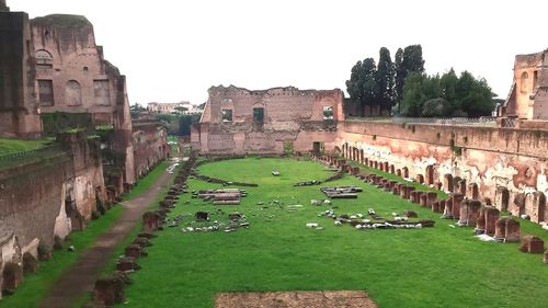 View of old ruins against clear sky