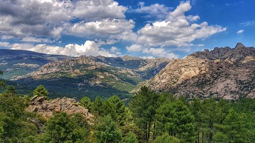 Panoramic view of landscape and mountains against sky