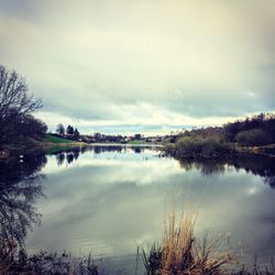 Scenic view of lake against sky