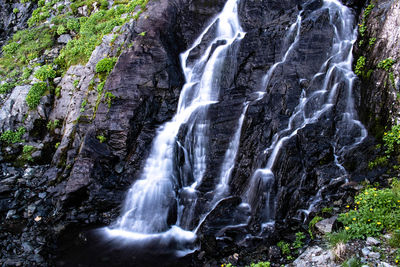 Scenic view of waterfall