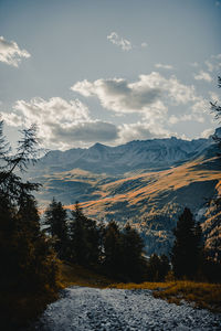 Scenic view of mountains against sky