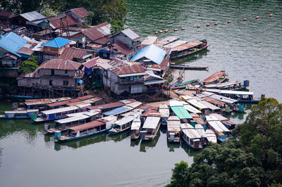 Boat parking, bukit matang keladan reservoir in south kalimantan indonesia