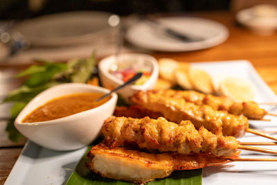Close-up of food on table