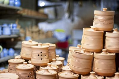 Stack of objects on table