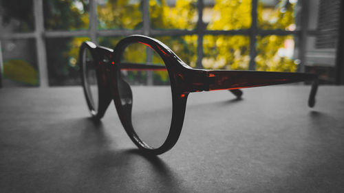 Close-up of eyeglasses on table