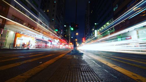 Light trails on city street at night