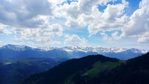 Scenic view of mountains against sky