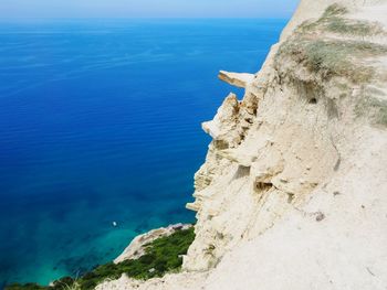 High angle view of rocks on beach