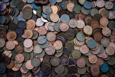 Full frame shot of coins