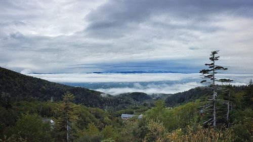 Scenic view of landscape against cloudy sky