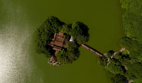 High angle view of built structure on land