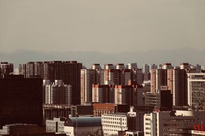 Cityscape against clear sky