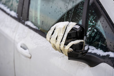 High angle view of car on snow