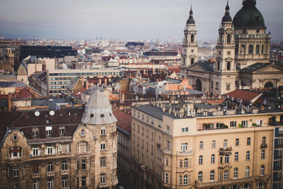 High angle view of buildings in city