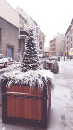 Snow on city street during winter