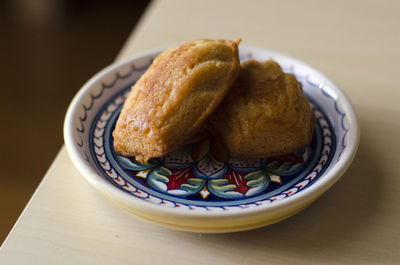 Close-up of dessert in plate on table
