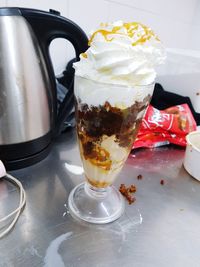 Close-up of ice cream in glass