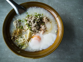 High angle view of food in bowl