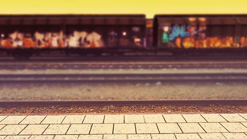 Railway tracks at railroad station platform