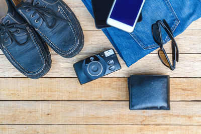 High angle view of shoes on table