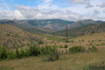 Scenic view of field against sky