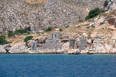 View of rocks by sea