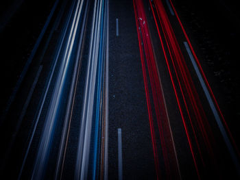 Light trails on road at night