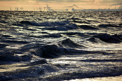 Scenic view of sea against sky during sunset