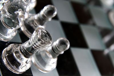 High angle view of chess board