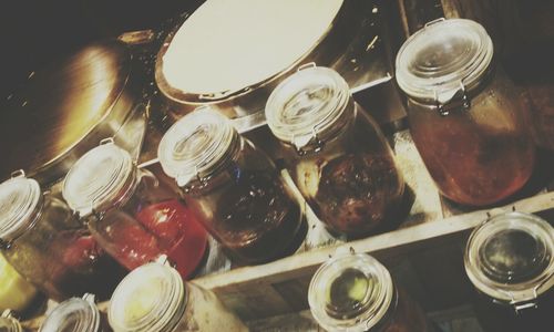 High angle view of food on table