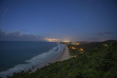 Scenic view of sea against sky at night