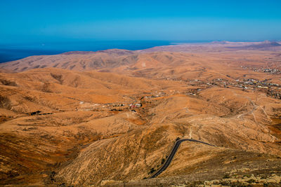 High angle view of road amidst landscape against sky