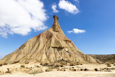 Rock formations at desert against blue sky