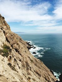 High angle view of calm blue sea