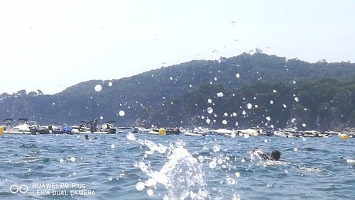 Scenic view of sea against clear sky