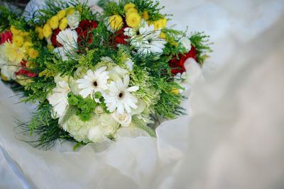 Close-up of white flowers in vase