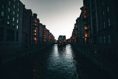 Canal amidst buildings against sky in city