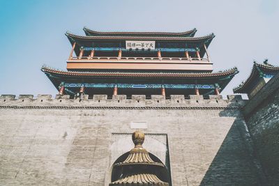 Low angle view of traditional building against sky