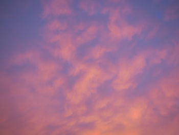 Low angle view of cloudy sky at sunset