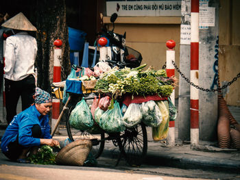 Man for sale at street market