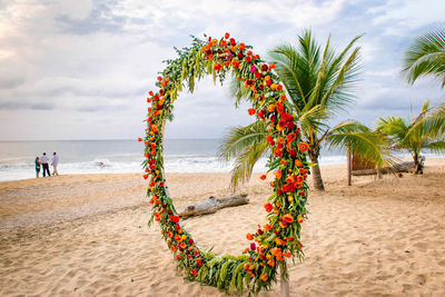 Tree by sea against sky