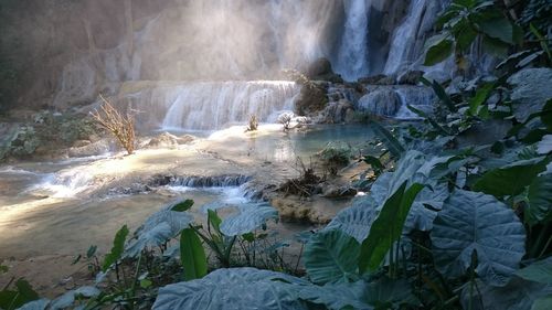 Panoramic view of river flowing through rocks