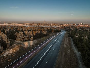 Aerial view of road against sky