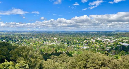 High angle view of townscape against sky