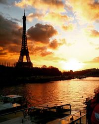 Silhouette of tower during sunset