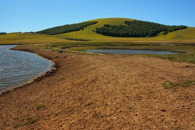 Scenic view of landscape against clear sky