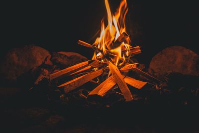 Bonfire on field at night