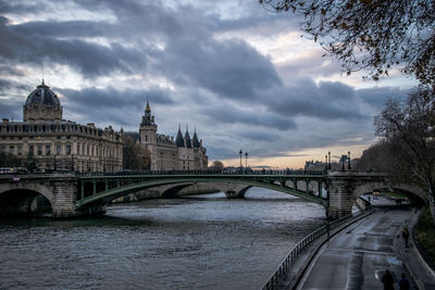 Arch bridge over river