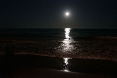 Scenic view of sea against sky at night